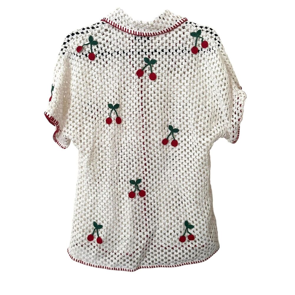 Saylor Blithe Cherry Crochet Short Set White Small - image 6